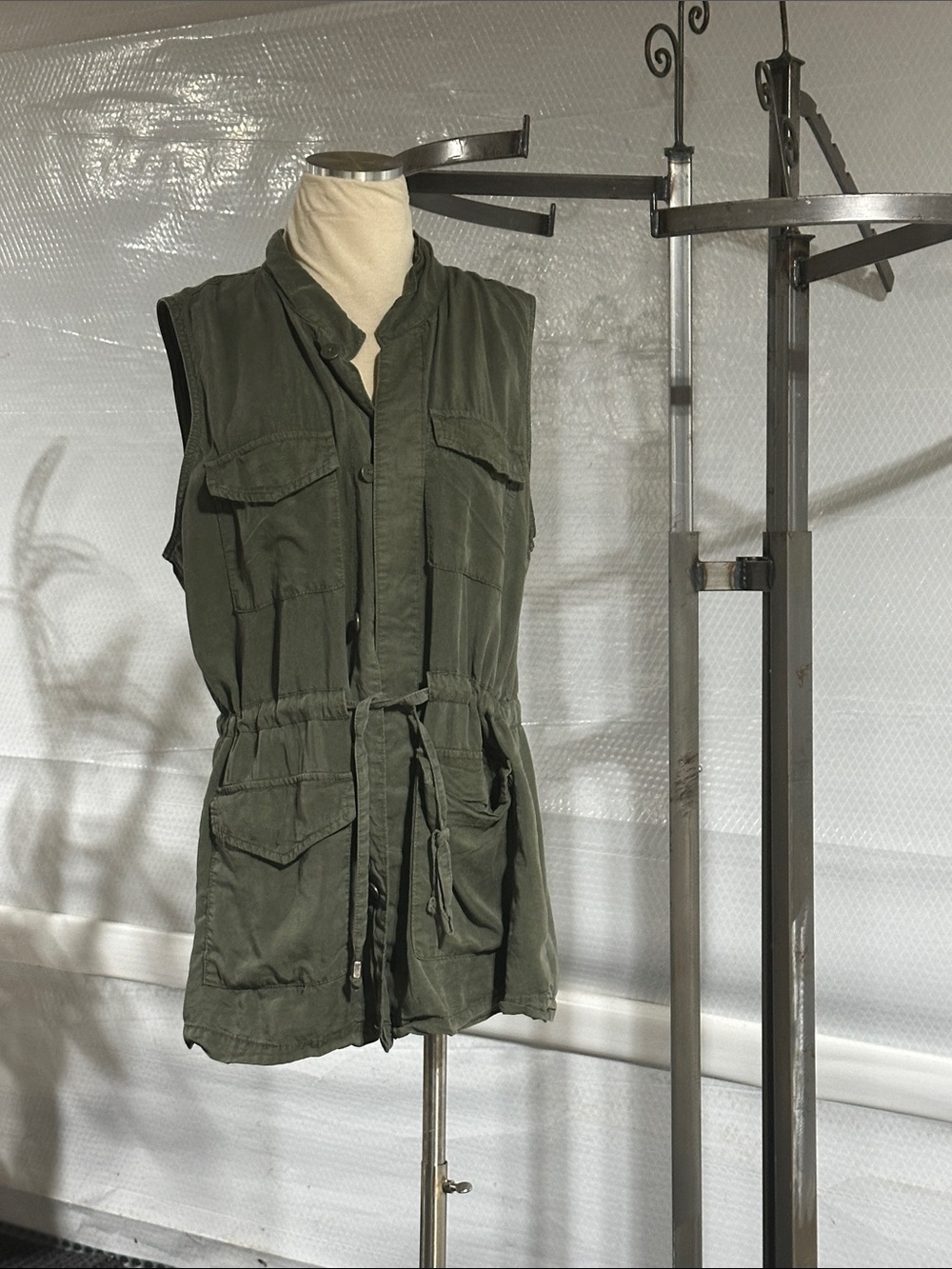 Mossimo Supply Co. Olive Green Utility Drawstring Vest
